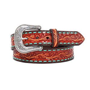 ARIAT Ladies 1 1/2" Tooled Floral Buck Lace Belt