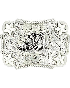 M F Western Products Boys MF Kids Team and Star Buckle Silver