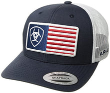 Load image into Gallery viewer, Ariat Men&#39;s Shield Flag Center Patch Mesh Cap, Blue, One Size
