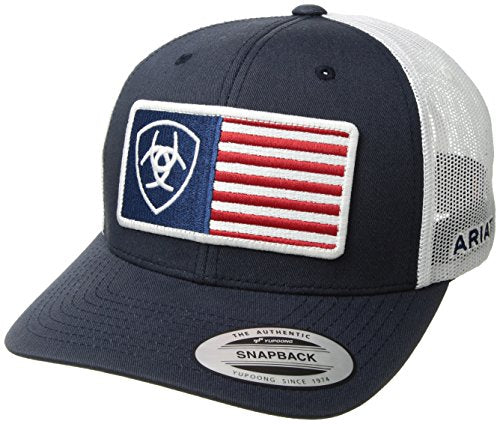 Ariat Men's Shield Flag Center Patch Mesh Cap, Blue, One Size