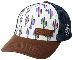 Ariat Women'S Serape Cactus Mesh Snap Cap, White/Blue, One Size