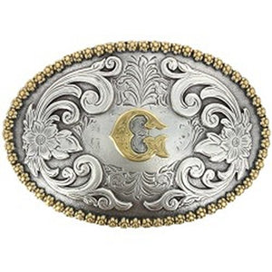 Nocona Boots Mens 37072-G Berry Oval Buckle w/Initial G Silver