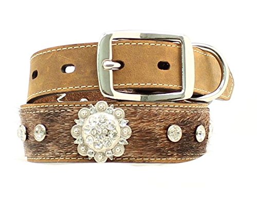 Blazin Roxx Dog Collar Hair Concho Studs Rhinestones Brown 9305202