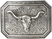 Load image into Gallery viewer, Ariat Rectangle Longhorn Buckle Antique Silver One Size
