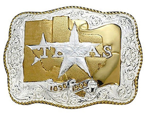 Crumine Texas Star Buckle - Silver Gold Plated - 3.25 X 4.5