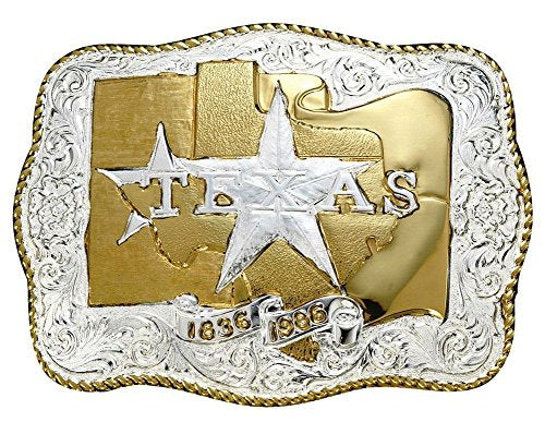 Crumine Texas Star Buckle - Silver Gold Plated - 3.25 X 4.5