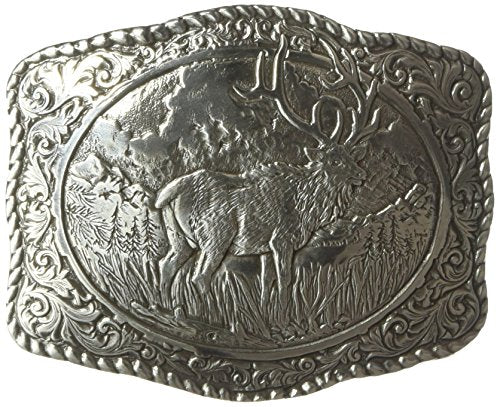 Nocona Men's Crumrine Silver Elk Scaloped Buckle