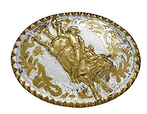 Crumrine Western Buckle Rodeo Bullrider Scroll Gold Silver C11089