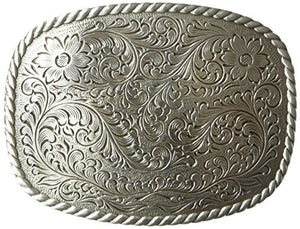 Nocona Men'S Silver Rounded Square Buckle, One Size