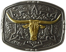 Load image into Gallery viewer, Nocona Men&#39;s Gold Steer Rounded Square Buckle
