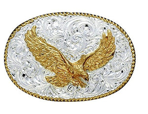 Crumrine Western Belt Buckle Patriotic Bald Eagle Silver Gold C01099