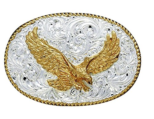 Crumrine Western Belt Buckle Patriotic Bald Eagle Silver Gold C01099