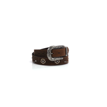 Load image into Gallery viewer, Ariat Women&#39;s Floral Stitch Berry Concho Belt, Brown, Large | 701340483545
