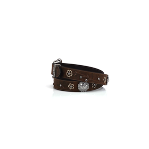 Ariat Women's Floral Stitch Berry Concho Belt, Brown, Large | 701340483545