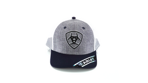 ARIAT Mens Snapback Grey Embroidery Navy | 701340669369