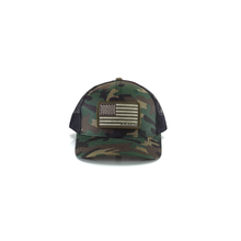 Load image into Gallery viewer, ARIAT Men&#39;s Camo Snap Back Embroidered USA Flag Cap
