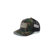 Load image into Gallery viewer, ARIAT Men&#39;s Camo Snap Back Embroidered USA Flag Cap
