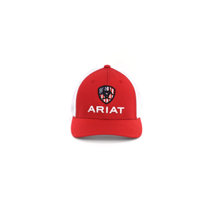 ARIAT Men's Red Flexfit USA Shield Logo Cap | 701340708839