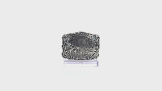 Nocona Men's Crumrine Silver Bison Scaloped Buckle, One Size | 701340311176