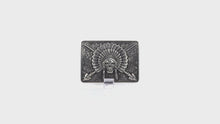 Load and play video in Gallery viewer, Ariat Rectangle Chief Skull Buckle Antique Silver One Size | 701340621886
