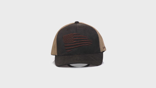 ARIAT Men's Embroidered Flag Snapback Cap, Brown | 701340669406