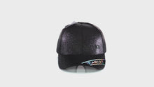 Load and play video in Gallery viewer, ARIAT Offset Logo Glitter Messy Bun Snapback Cap Black Glitter One Size | 701340627727
