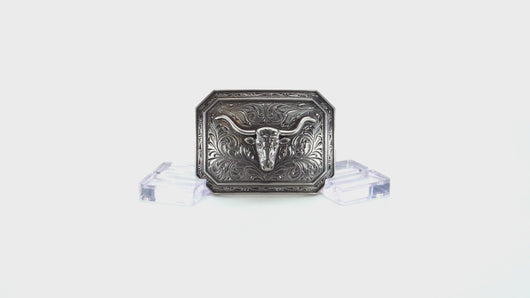 Ariat Rectangle Longhorn Buckle Antique Silver One Size | 701340621879