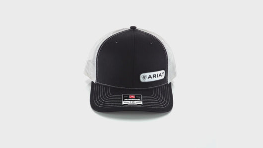 ARIAT Men's Offset Name Patch Mesh Back Cap, Black, One Size | 701340613119