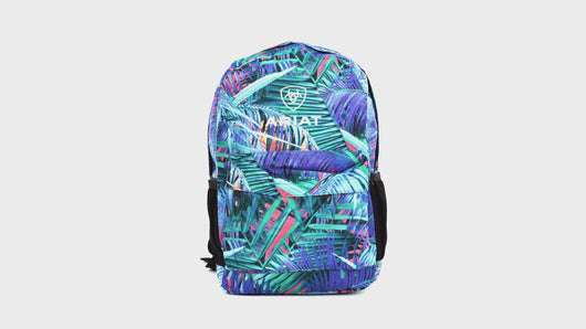 ARIAT Unisex Backpack Blue w/Palm Leaf Print One Size | 701340632196