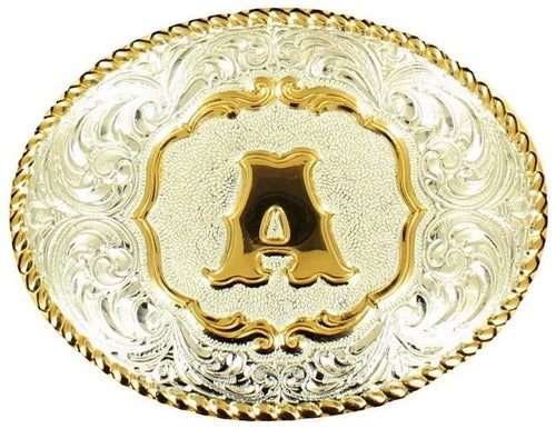 Crumrine Western Belt Buckle Adult Floral Oval N Silver Gold C349 --|-- 12510