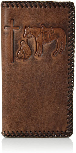 Nocona Belt Co. Unisex-Adult'S Nocona Praying Cowboy Embosed Rodeo Wallet, Tan --|-- 1038