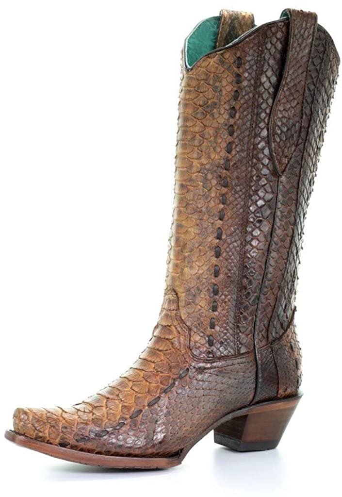 CORRAL Women's Full Python Woven Cowgirl Boot Snip Toe --|-- 8585