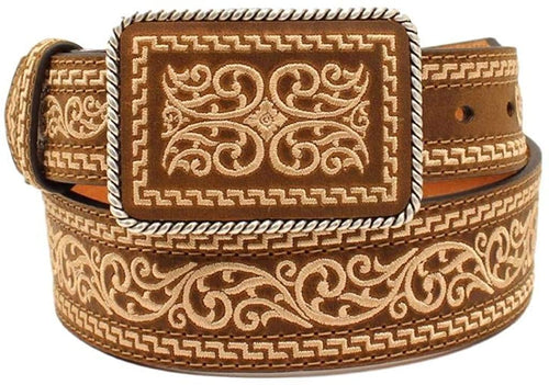 M+F Western Products Mens Tan Belt with Stitching 32 Leather --|-- 8015