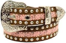 Load image into Gallery viewer, Ariat Girl&#39;s Floral Lace And Silver Studs Belt --|-- 9360
