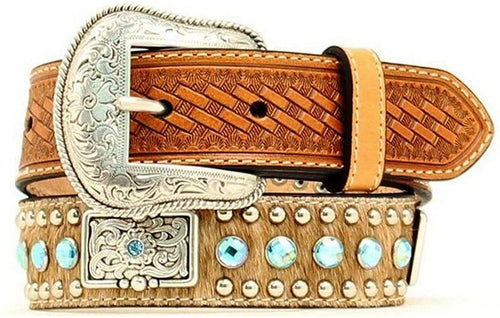 Nocona Western Belt Boys Child Leather Hair Rhinestones --|-- 17471