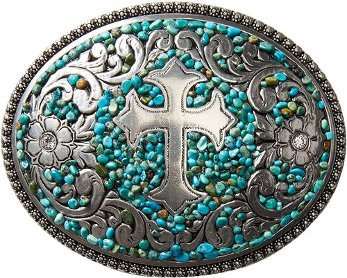 Nocona Belt Co. Womens Mf Ladies Stone Cross Buckle Turquoise --|-- 1349