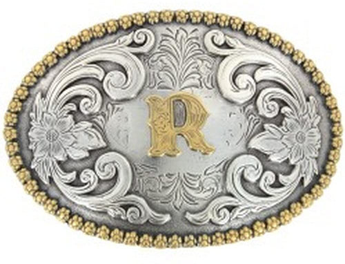 Nocona Belt Co. Womens MF R Initial Belt Buckle Silver --|-- 17637