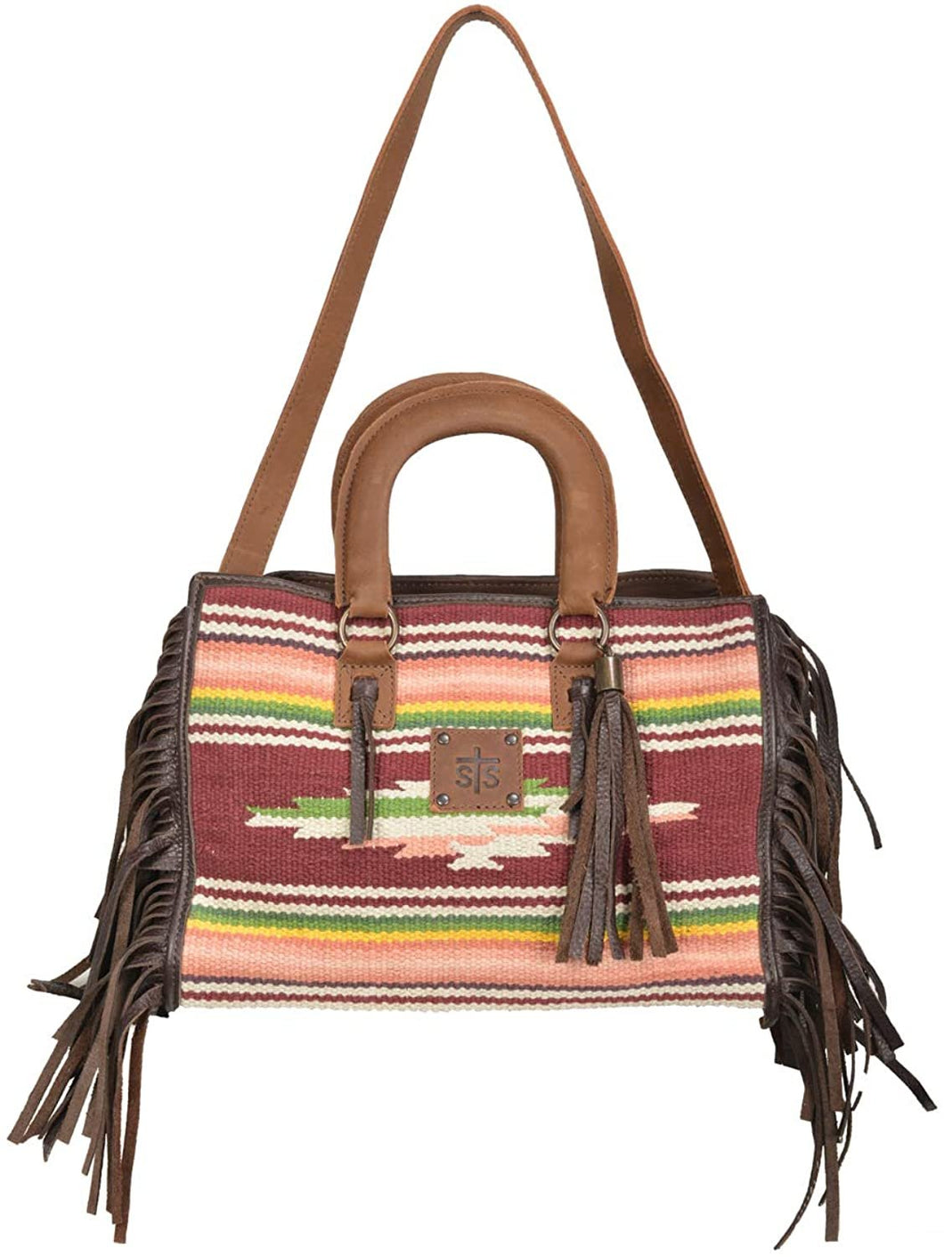 Sts Ranchwear Buffalo Girl Serape Satchel Maroon/Pink/Green One Size --|-- 767