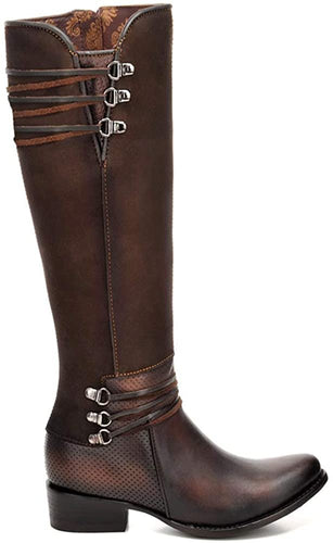 CUADRA Women's Tall Boot in Genuine Leather with Zipper Brown --|-- 13121