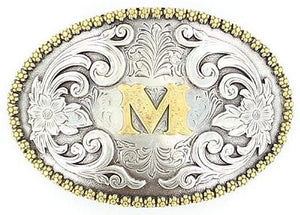 M F Western Products Womens MF M Initial Belt Buckle Silver --|-- 13172