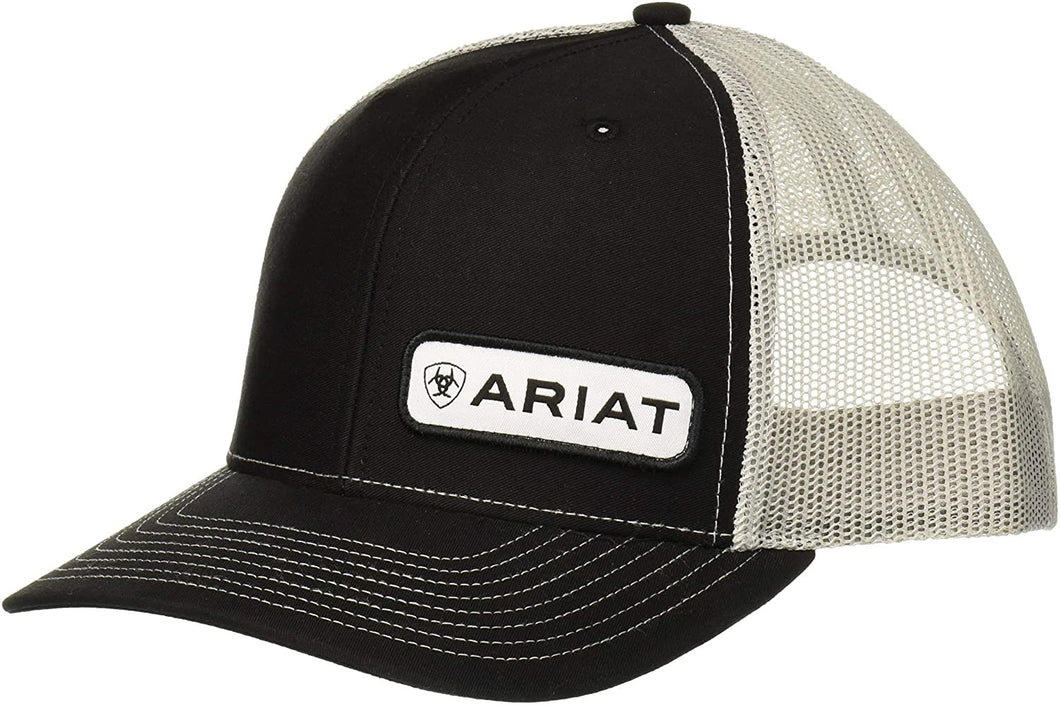 ARIAT Men's Offset Name Patch Mesh Back Cap, Black, One Size --|-- 19346
