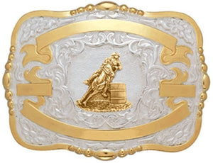 Crumrine Belt Buckle Girls Barrel Racer Bead 3 1/4 x 4 1/2 Gold 384L --|-- 19508