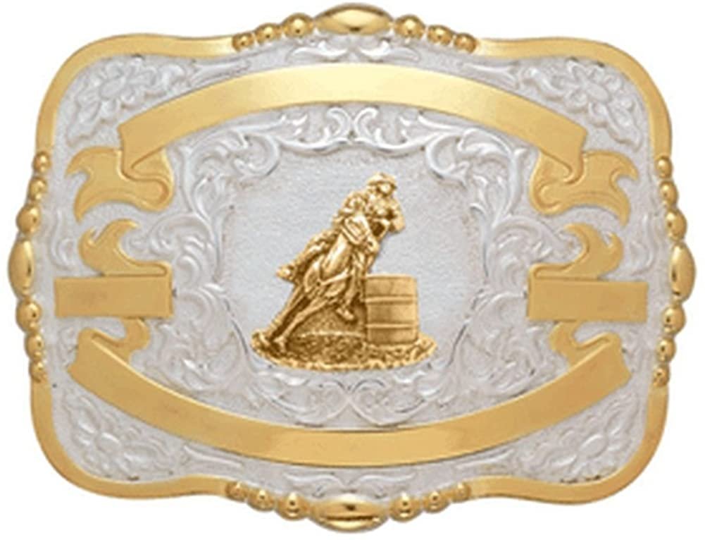 Crumrine Belt Buckle Girls Barrel Racer Bead 3 1/4 x 4 1/2 Gold 384L --|-- 19508