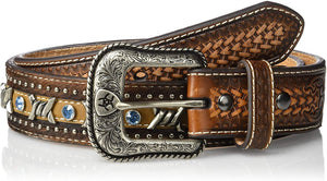 ARIAT Men's Blue Crystal Barbed Center Western Belt --|-- 1030