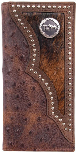 3D Belt Men s Brown Ostrich Rodeo Hair On Wallet --|-- 17943