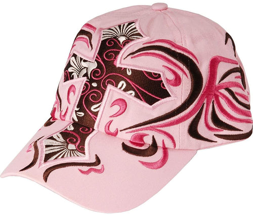 M&F Western Products 1594630 Ladies Large Embroidered Cross Cap - Pink --|-- 18325