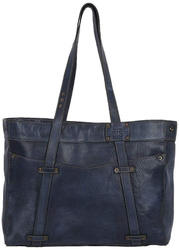 STS Ranchwear Denim Leather Large Tote Blue One Size --|-- 735