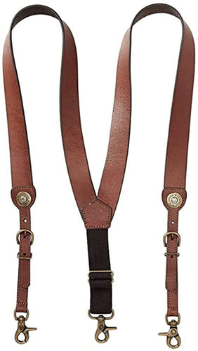 Nocona Belt Co. Men's Standard Bullet Concho Gallus Leather Suspenders, Brown, Large --|-- 1031