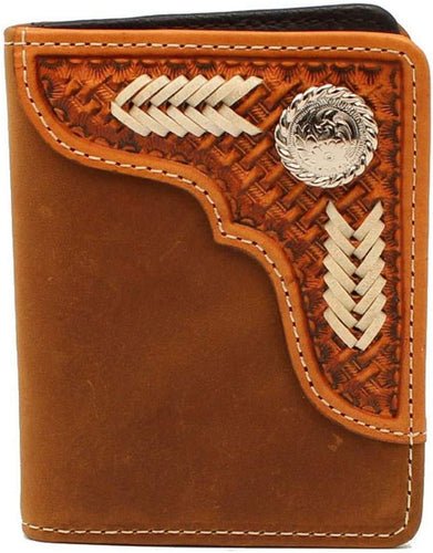 Nocona Basketweave Rawhide Lace Bi-Fold Flip Wallet --|-- 12813