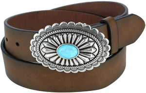 Ariat Women's Ariat Basic Brown Strap Tirqouise Buckle Belt Accessory, brown, Extra Large --|-- 1392